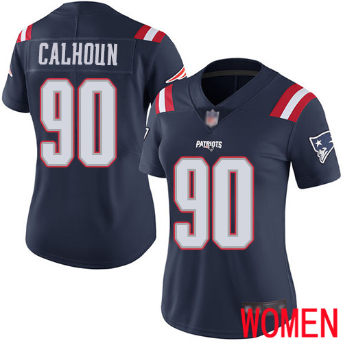 New England Patriots Football 90 Rush Vapor Limited Navy Blue Women Shilique Calhoun NFL Jersey